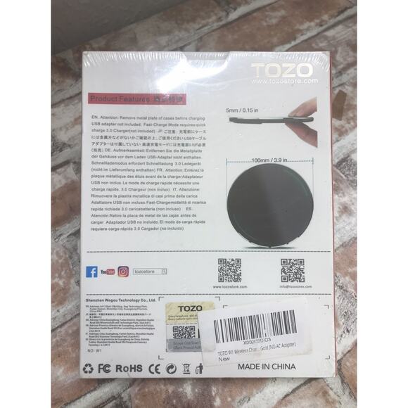 TOZO W1 Wireless Charger Aluminum Fast Charging Pad USB-C Cable Universal SEALED - Picture 3 of 4